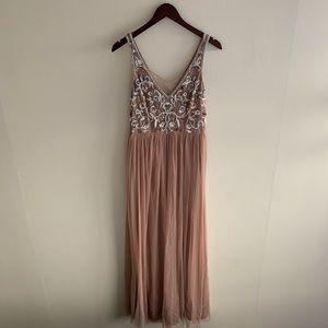 Adrianna Papell Dusty Pink Embroidered Gown